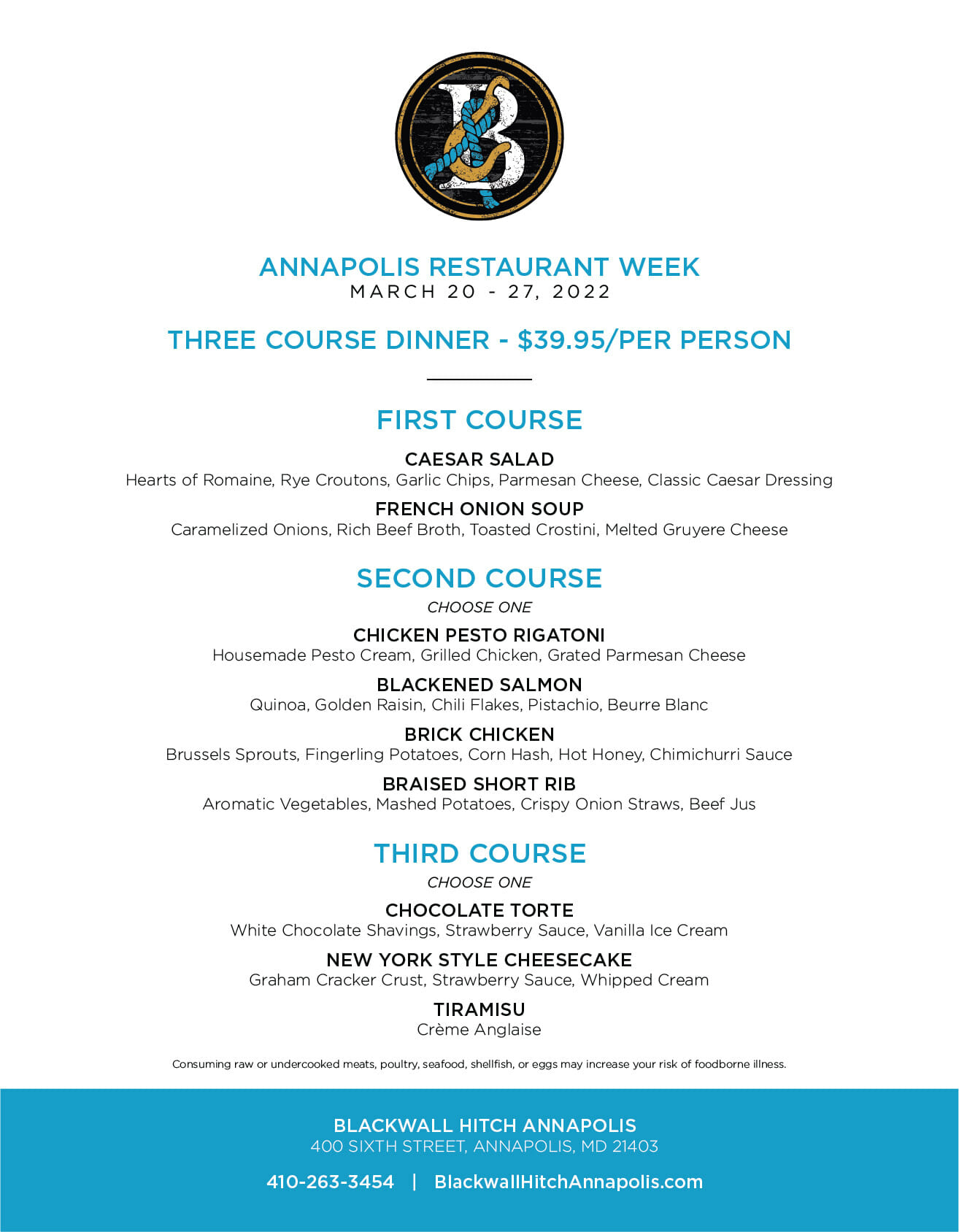 Restaurant Week Blackwall Hitch Annapolis